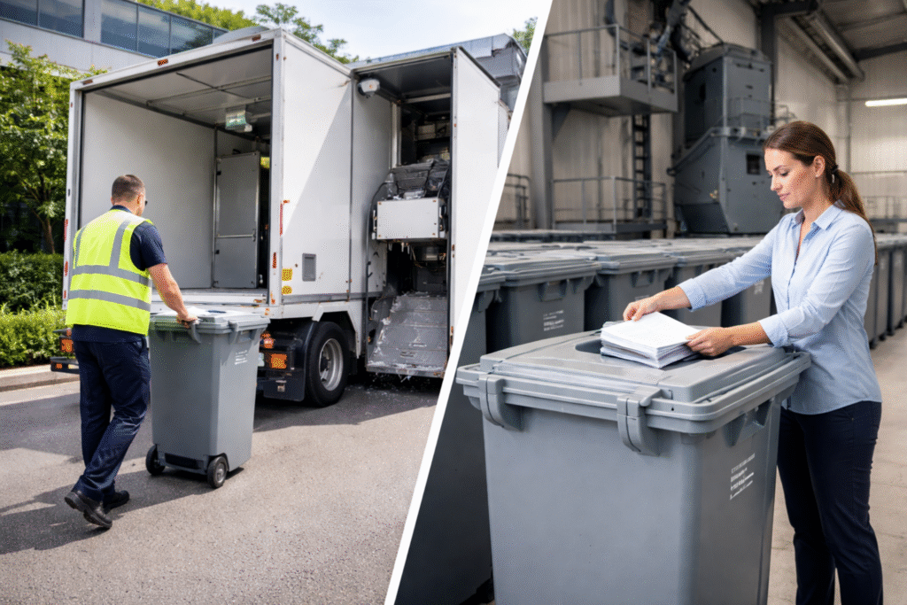Secure document disposal service with on-site collection and confidential paper shredding