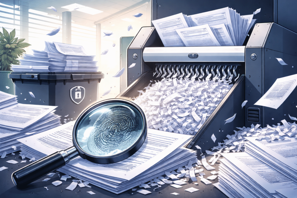 Secure document shredding with confidential paper disposal and data protection